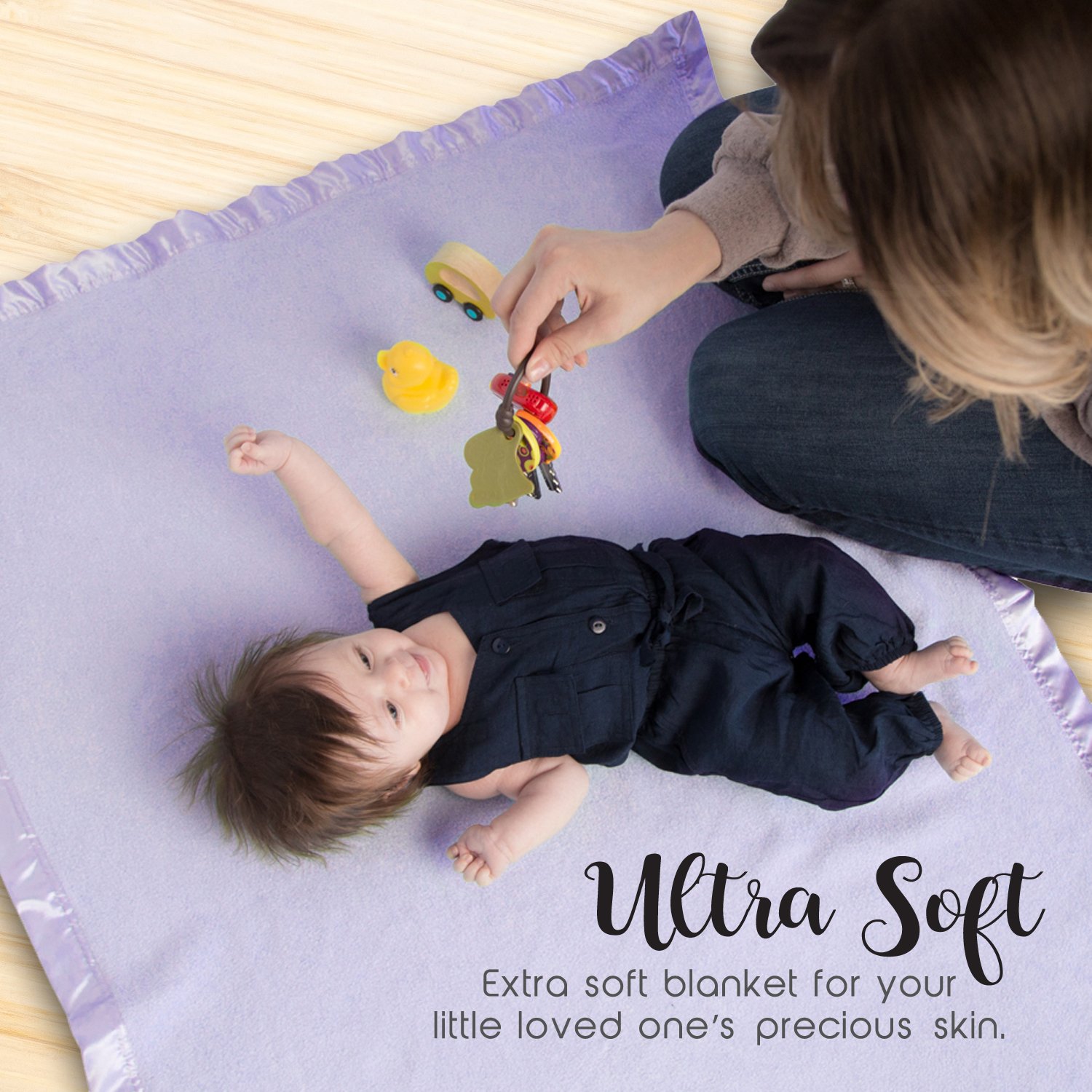 Manta de bambú extra suave para niños y bebés, hipoalergénica, color morado, 36 x 47 pulgadas, manta de viaje perfecta y regalo para baby shower