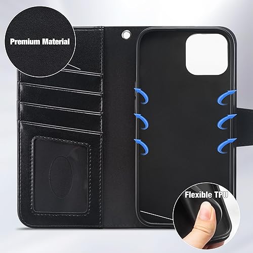 Miniatura 205 de Arae Compatible with iPhone 15 Case with Card Holder and Wrist Strap Wallet Flip Cover for iPhone 15 6.1 inch,Wine Red