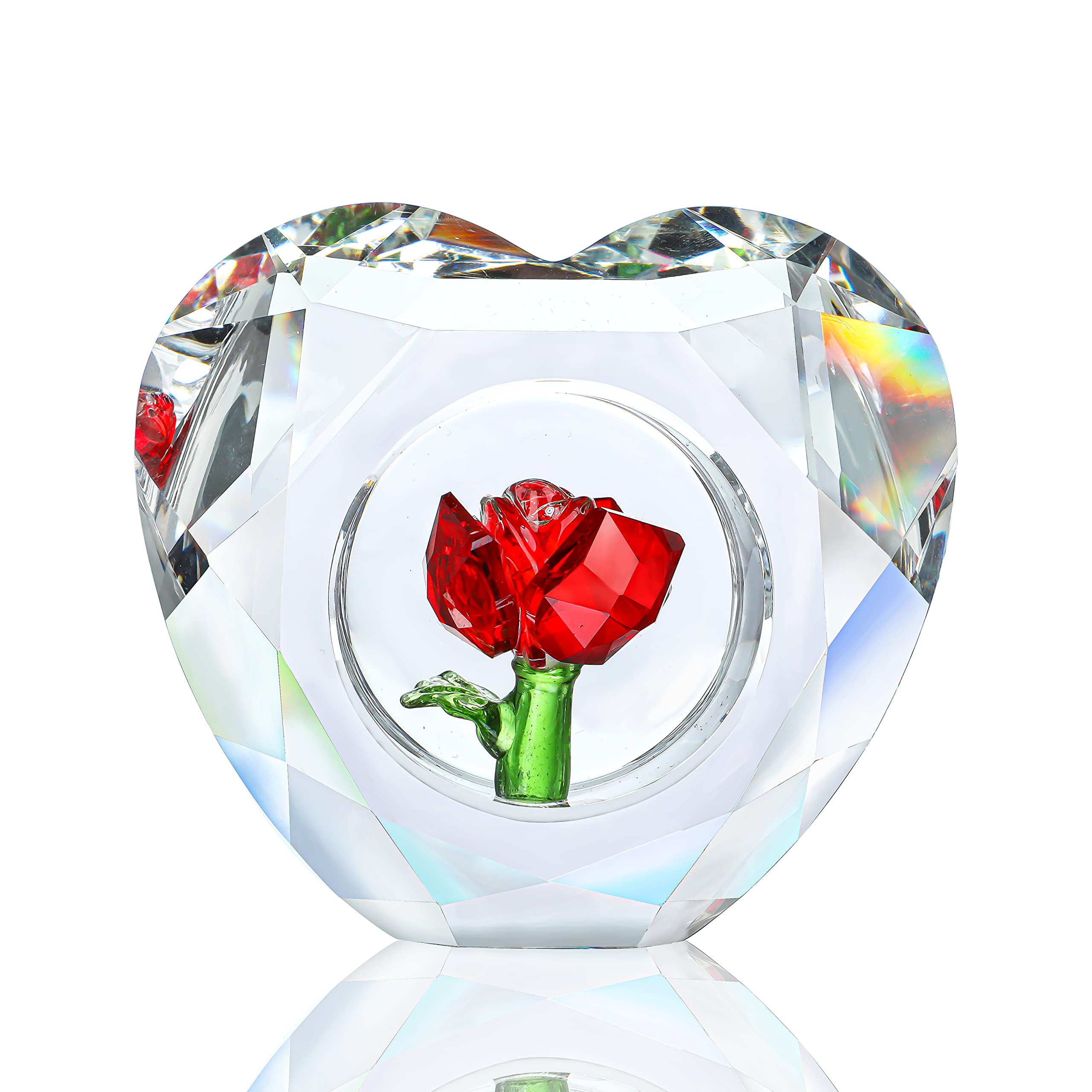 H&D HYALINE & DORA, Statuetta Di Fiori Di Cristallo Rosso, Bouquet Di Fiori In Vetro, Regalo Per Donne, Fidanzata, Moglie, Fiore Di Cristallo Fatto A Mano, Decorazione Da Collezione Per La Casa - 13
