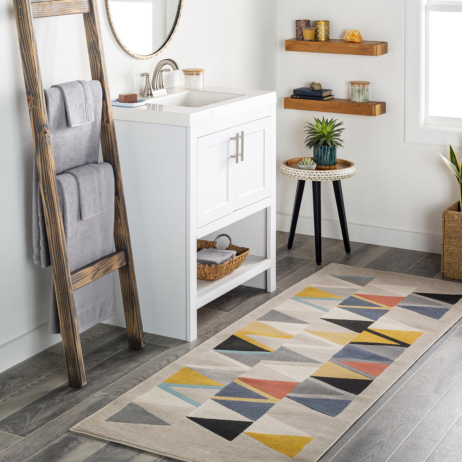 Livabliss Marietta Wohnzimmer Boho, großer Schlafzimmer 80x220 cm - für Esszimmer mit geometrischem Muster, Skandinavischer Wohnzimmer modern in Beige, Orange, Grau