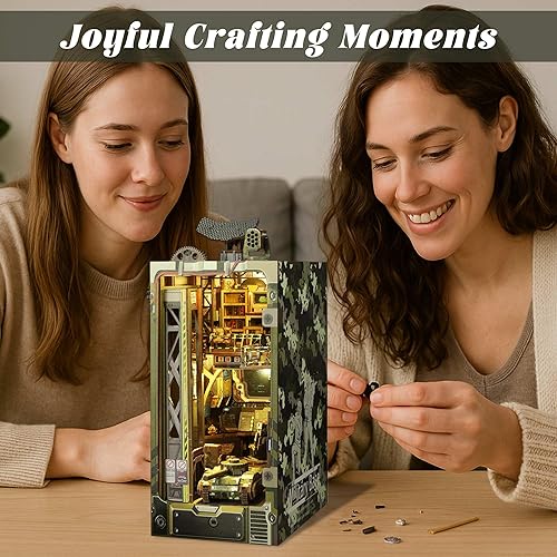 Miniatura 26 de Flever Kit miniatura de rincón de libro para casa de muñecas, decoración de estantería de libro de bricolaje, rompecabezas de madera 3D, kit