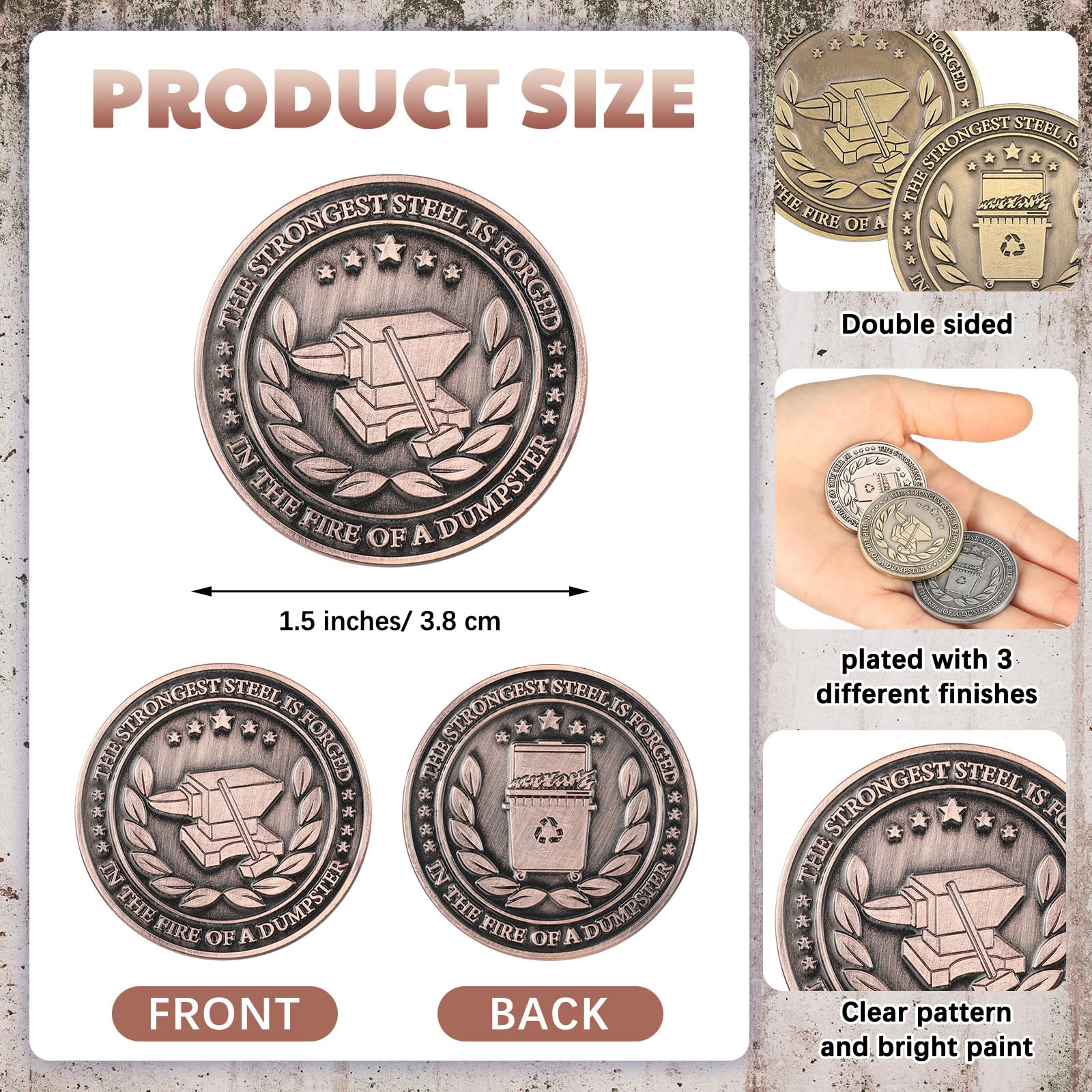 AtSKnSK Dumpster Fire Challenge Coin – Humorvolle Motivationsmünze, 3,5 Cm, Zinklegierung Mit Silberfinish