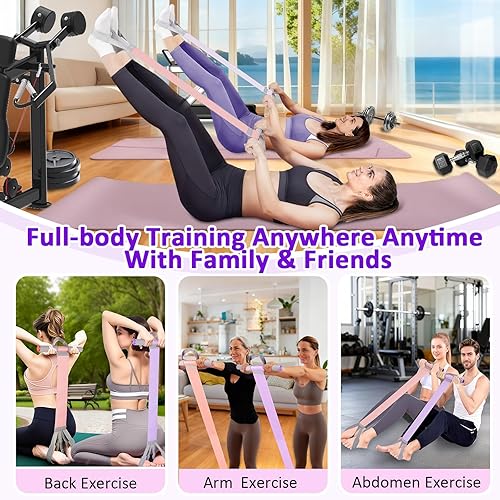 Miniatura 3 de Paquete de 2 bandas de resistencia de tela con asas, banda de resistencia antideslizante para piernas y glúteos, entrenamiento portátil, yoga,