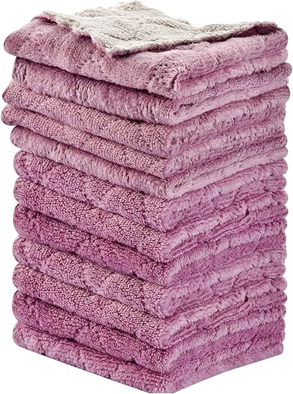 12PCS Kitchen Towels Dish Towels, Multipurpose Reusable Dish Cloths, Double-Sided Microfiber Cleaning Rags for Furniture, Tea, Bowl, 10x 6 inch