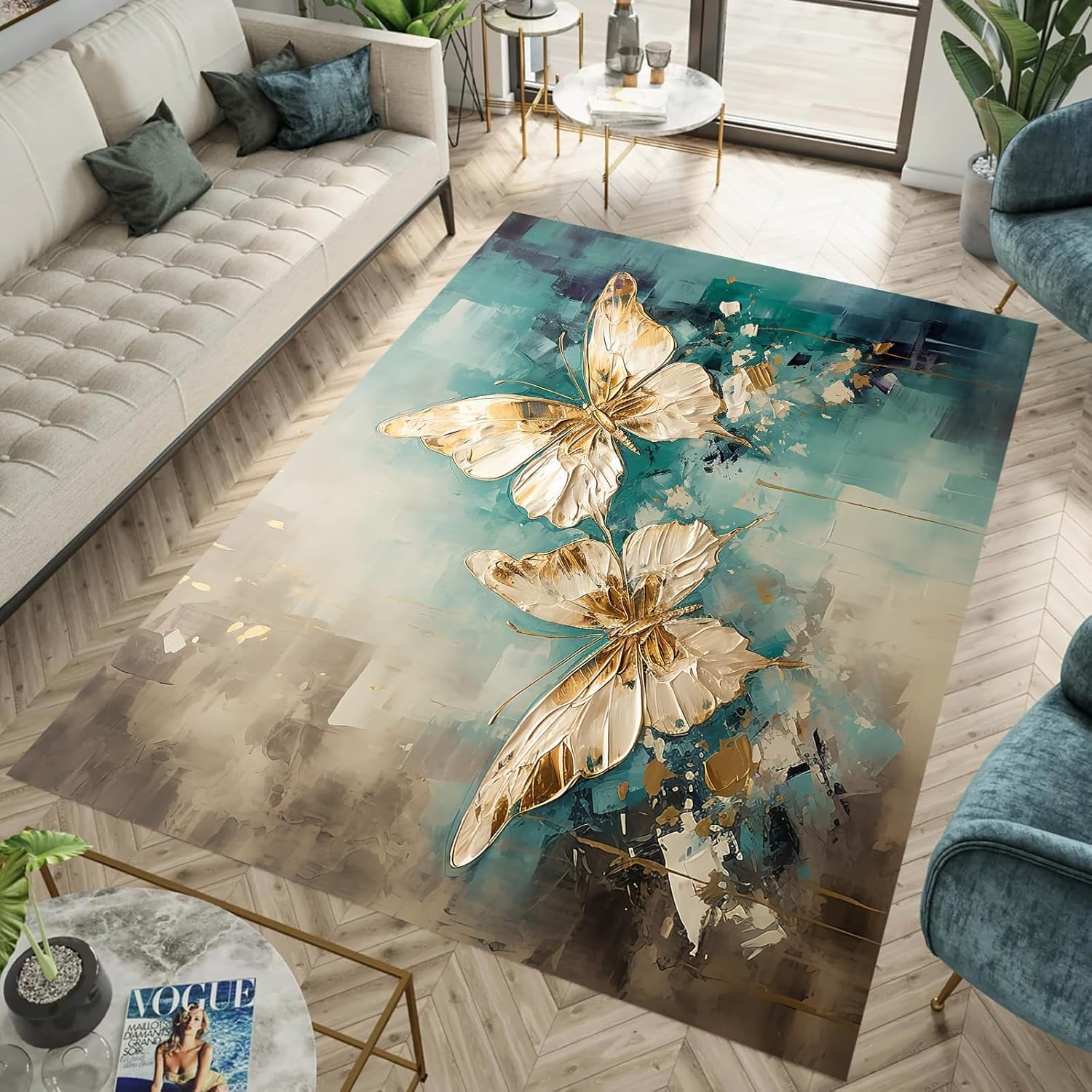 Area Carpet Colorful Fantasy Butterfly ，3D Printed Large Area Rug， Non Slip Foldable For Living Room Dining Contemporay Bedroom Luxe Print Foyer Mat Rug - Easy Clean 100 X 200 Cm / 39.37" X -4Z6L6U2