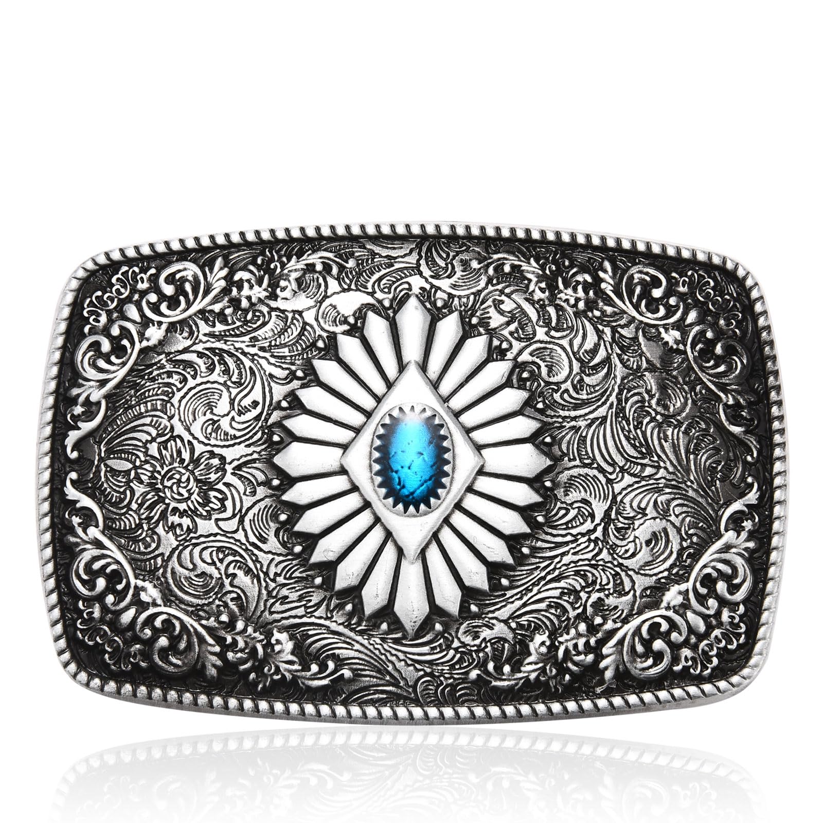 LYTOPTOP Antique Turquoise Belt Buckles for Men Women│Western Texas Cowboy Cowgirls Christmas Halloween Belt Buckle
