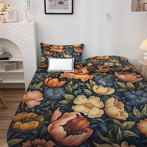 Miniatura 3 de zcsm Wildflower Sheets - Juego de sábanas tamaño Queen, sábanas de microfibra suave y bolsillo profundo, sábanas y fundas de almohada estampadas sin