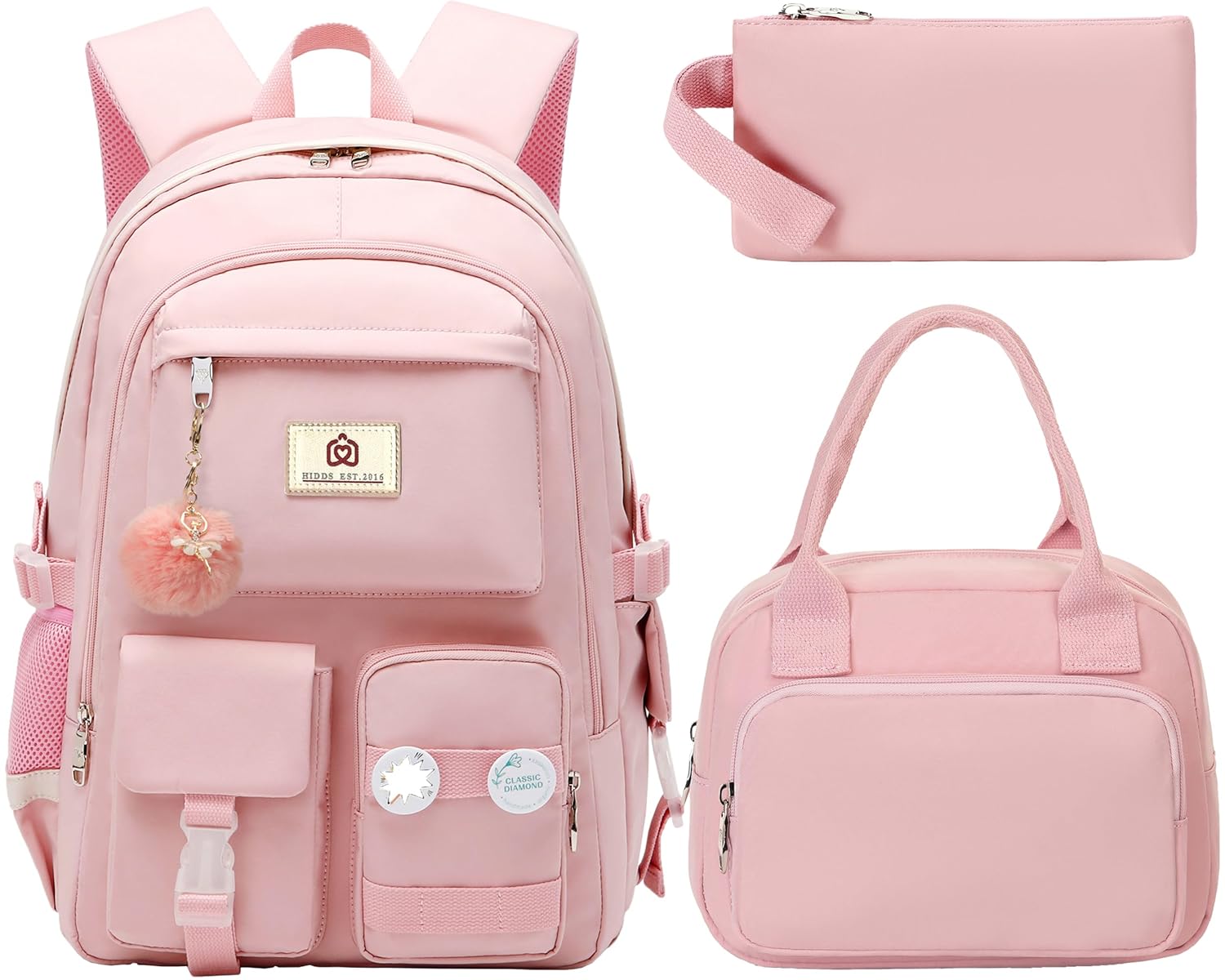 Hidds School Backpack for Teen Girls Women College Laptop Backpacks Kids Cute Bookbag Set with Lunch Box Pencil