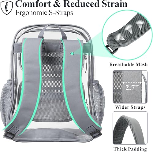 Miniatura 7 de PACKISM Mochila Transparente para la Escuela - 17 pulgadas Mochila Escolar Transparente Grande de Servicio Pesado, Mochila Transparente de PVC