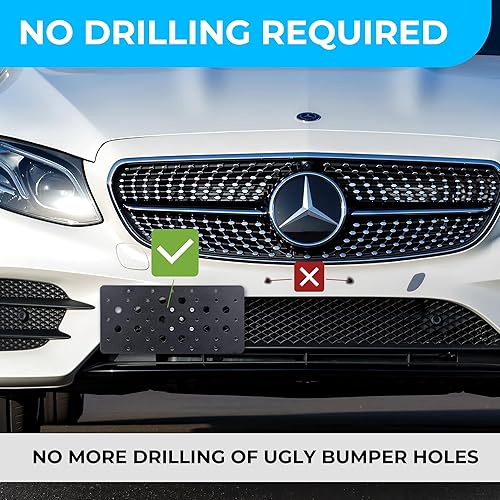 Miniatura 7 de Soporte de montaje de placa de matrícula con gancho de remolque delantero para Mercedes, juego de soporte de placa con pernos de tornillo únicos y