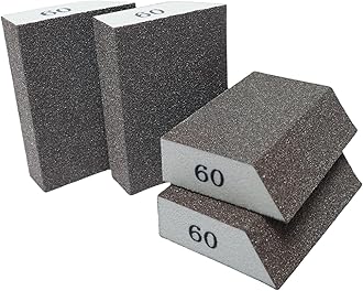 4 Pack 60 Grit Single Angle Sanding Sponge, Washable and Reusable Sanderpaper Hand Sanding Blocks for Wood Drywall Metal Home Sanding