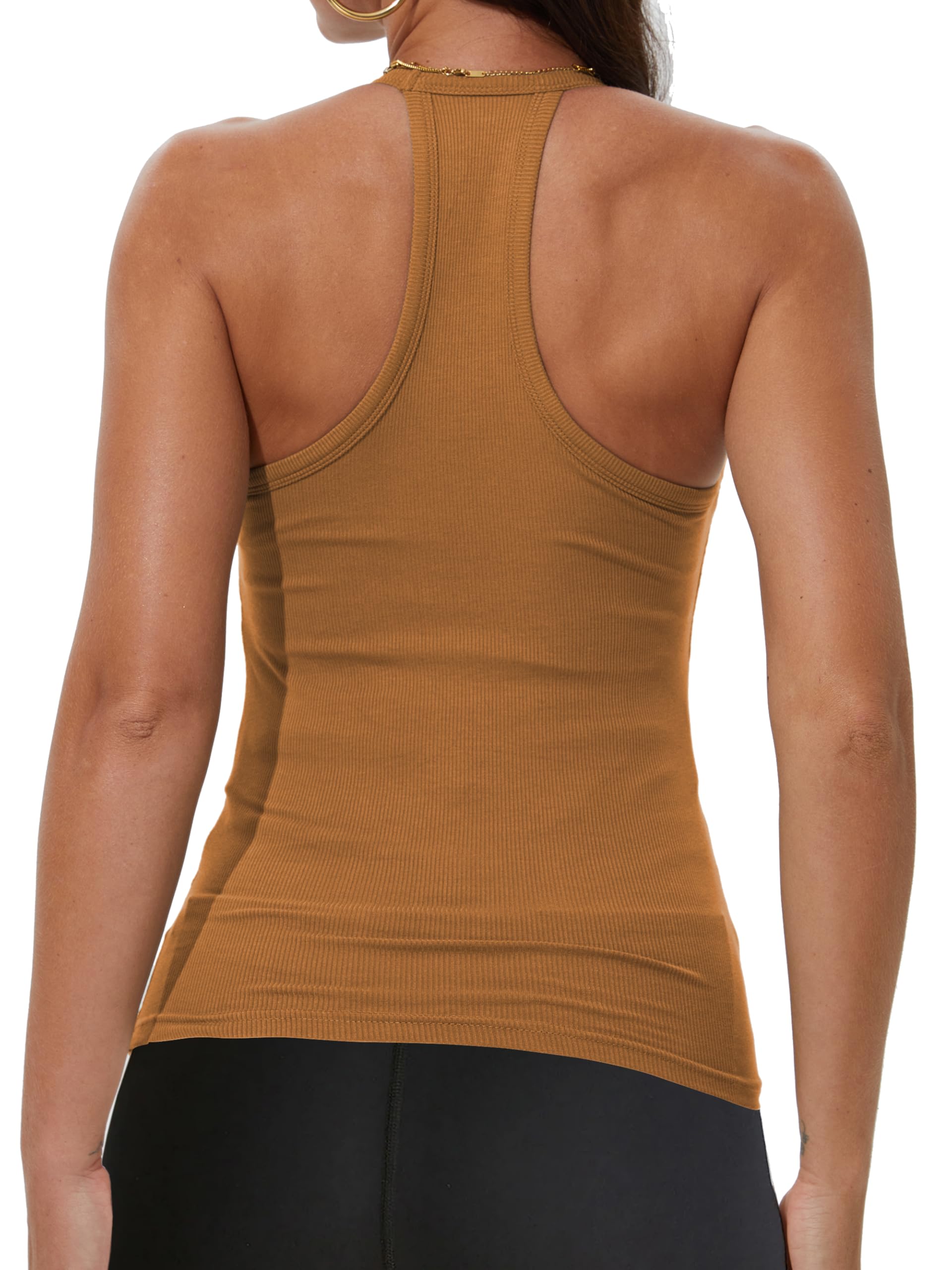 iGENJUN Paquete de 3 camisetas de entrenamiento para mujer, espalda cruzada, básicas, sin mangas, cuello en V, ajustadas, acanaladas, sin mangas, para verano 2025