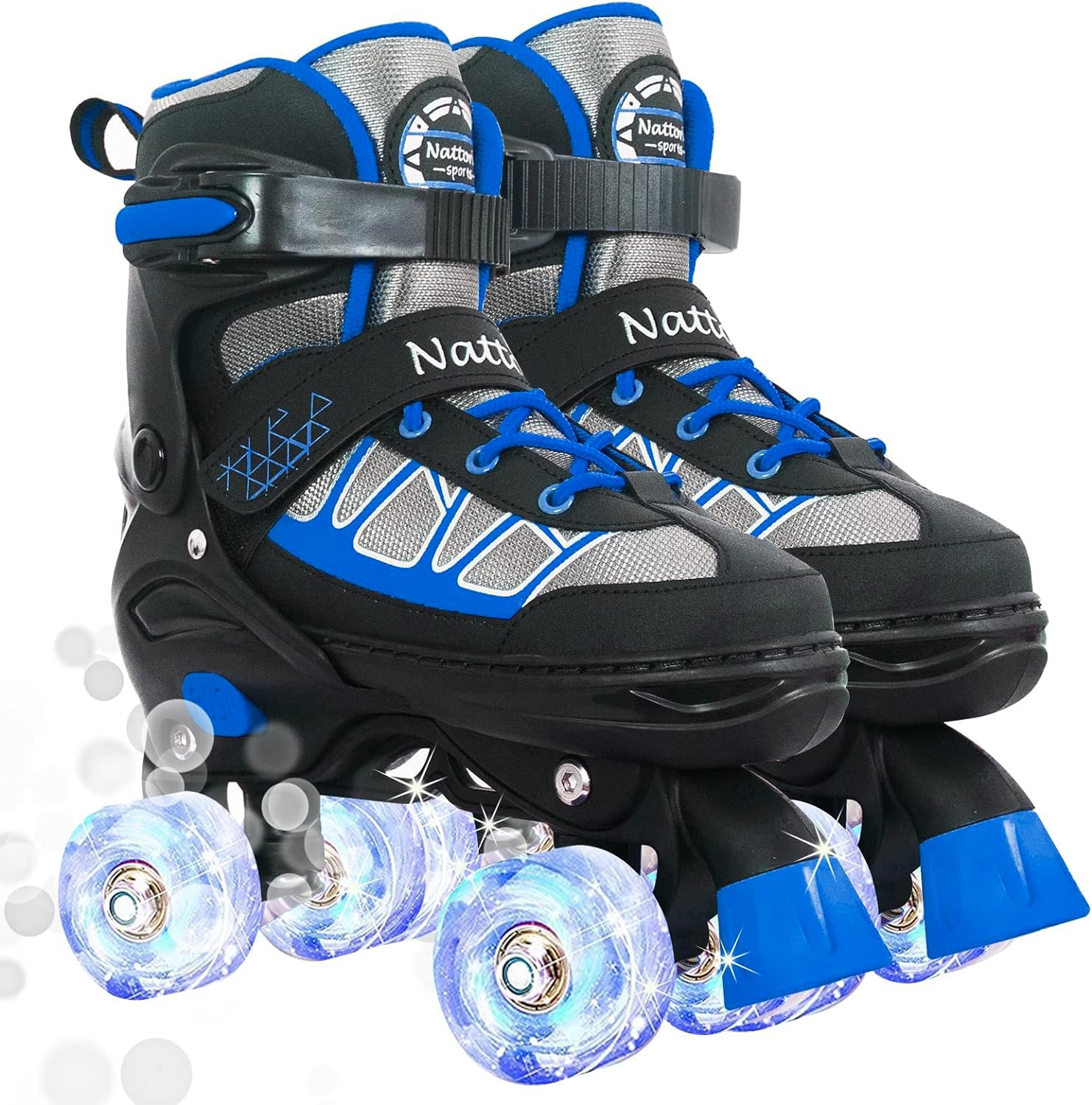 nattork roller skates for kids boys girls, 4 size adjustable rollerskates with light up wheels for children beginners for outdoor indoor
