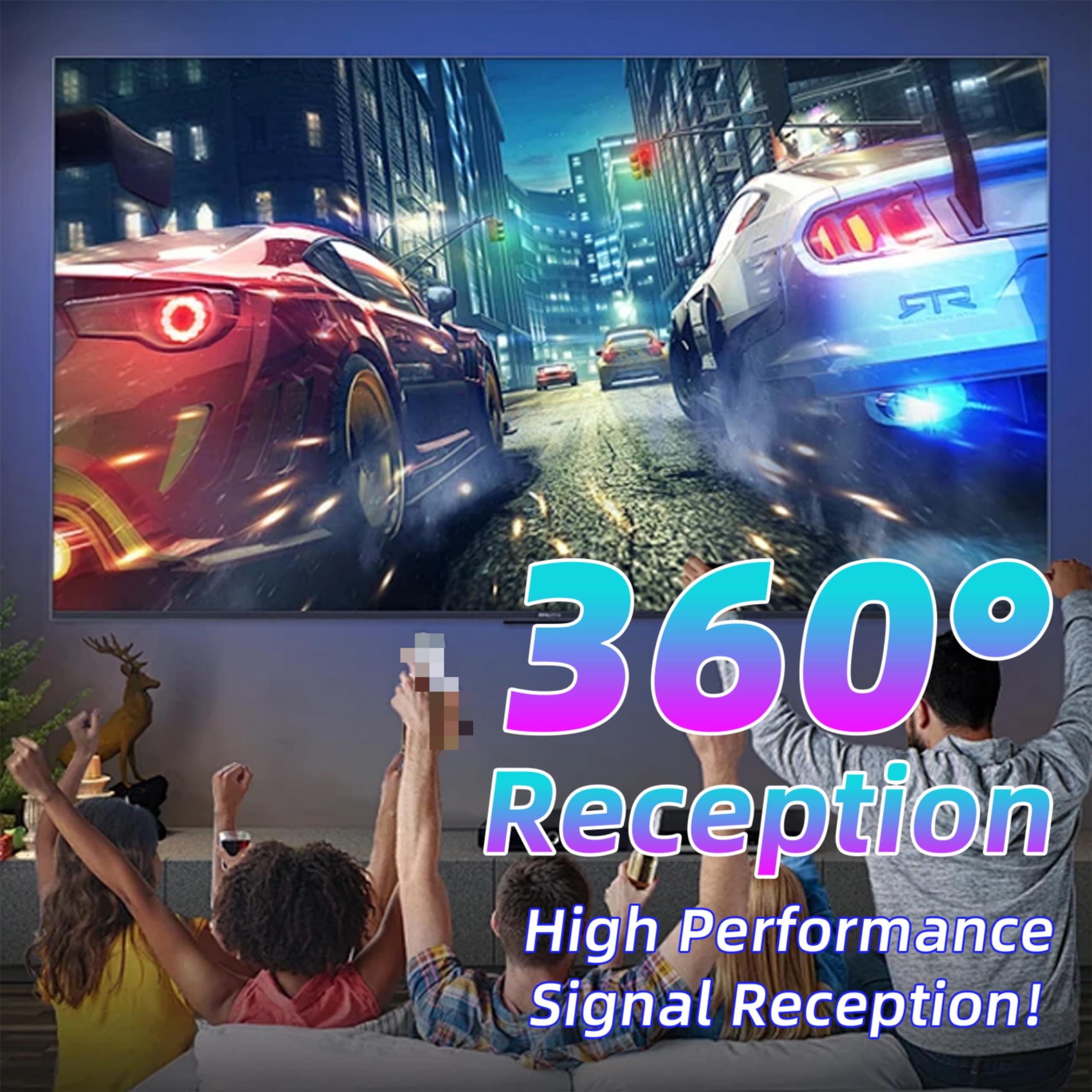 Antenna a lungo raggio 2026 per Smart TV, antenna TV interno/esterno con ripetitore di segnale a 360°