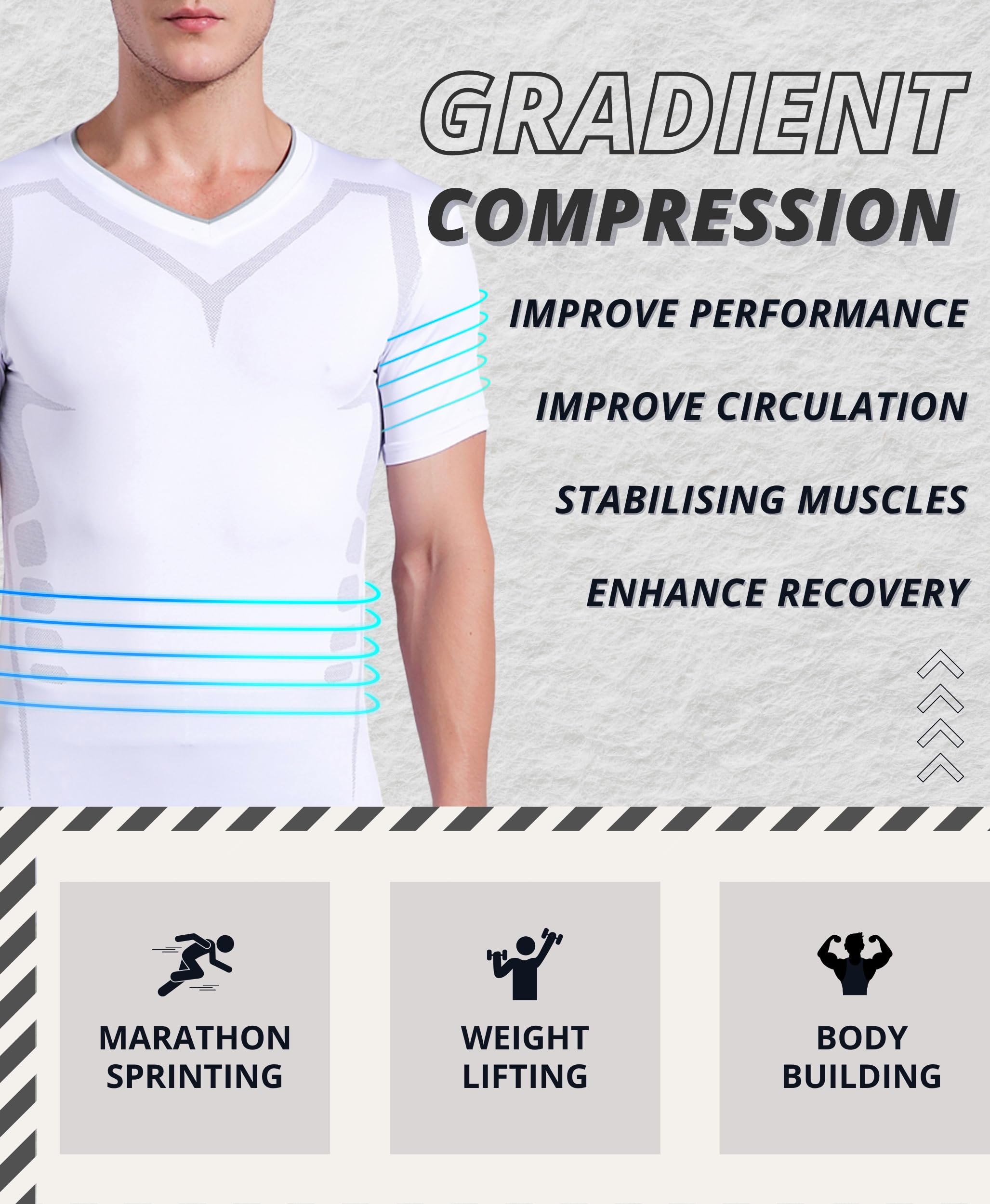 AMZSPORT Maglia a Manica Corta Compression da Uomo Sport Palestra