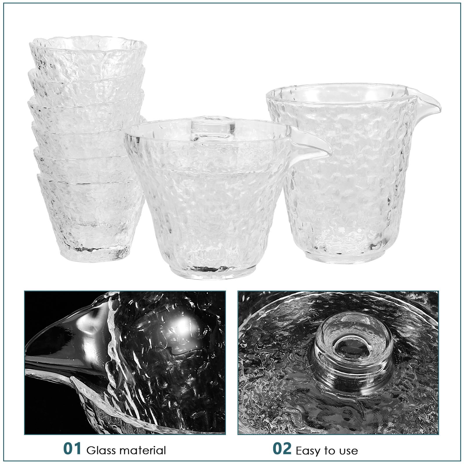 Teegläser Hitzebeständig Glas 8 Stück Teeservice Kleine Teetassen für Zuhause und Reise
