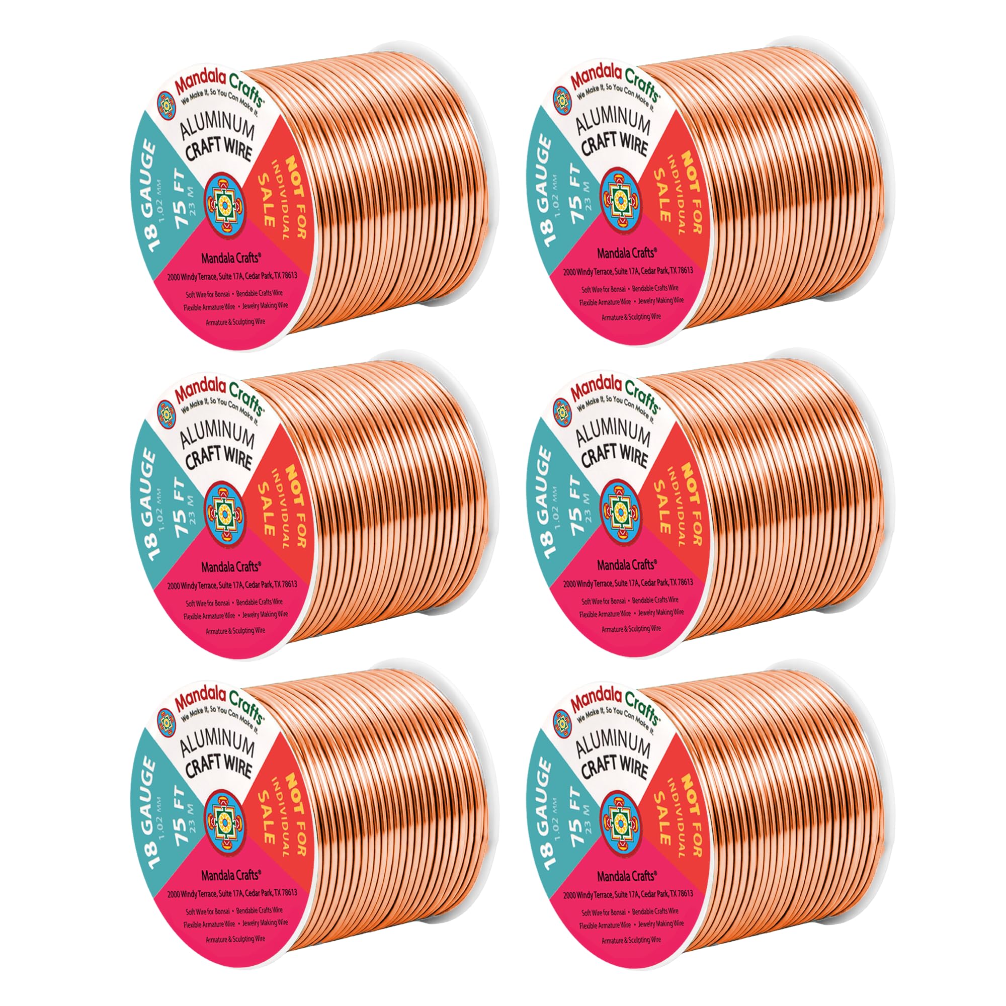 Mandala Crafts 18 Gauge Rose Gold Tone Combo Anodized Aluminum Craft Wire