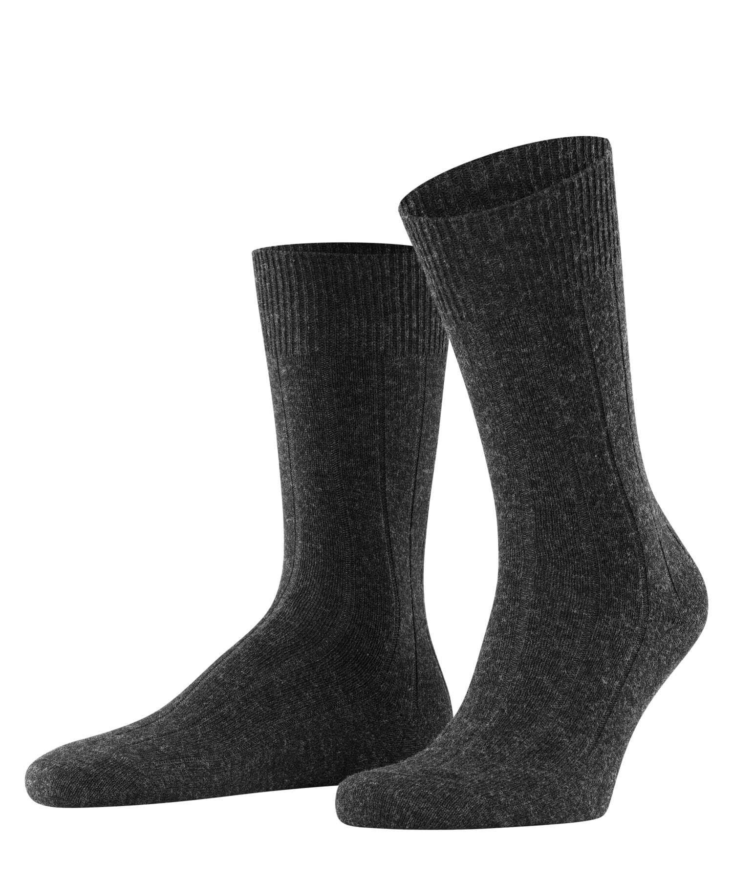 FALKE Men's Lhasa Rib M So Wool Cashmere Plain 1 Pair Socks, Grey Anthracite Melange 3080, 5.5-8