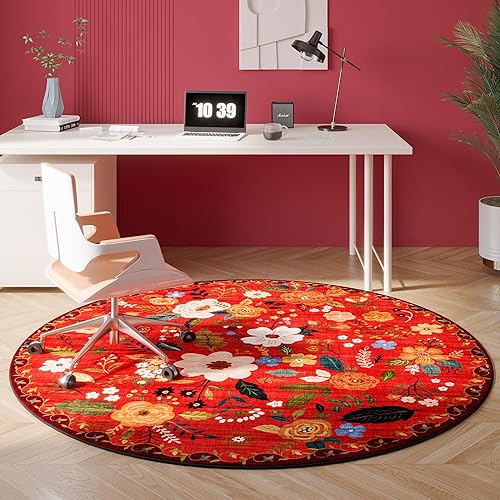 Miniatura 115 de Rugcomf Alfombra de pasillo para cocina, antideslizante, 2 x 6 pies, alfombras lavables con parte trasera de goma, alfombra floral suave para
