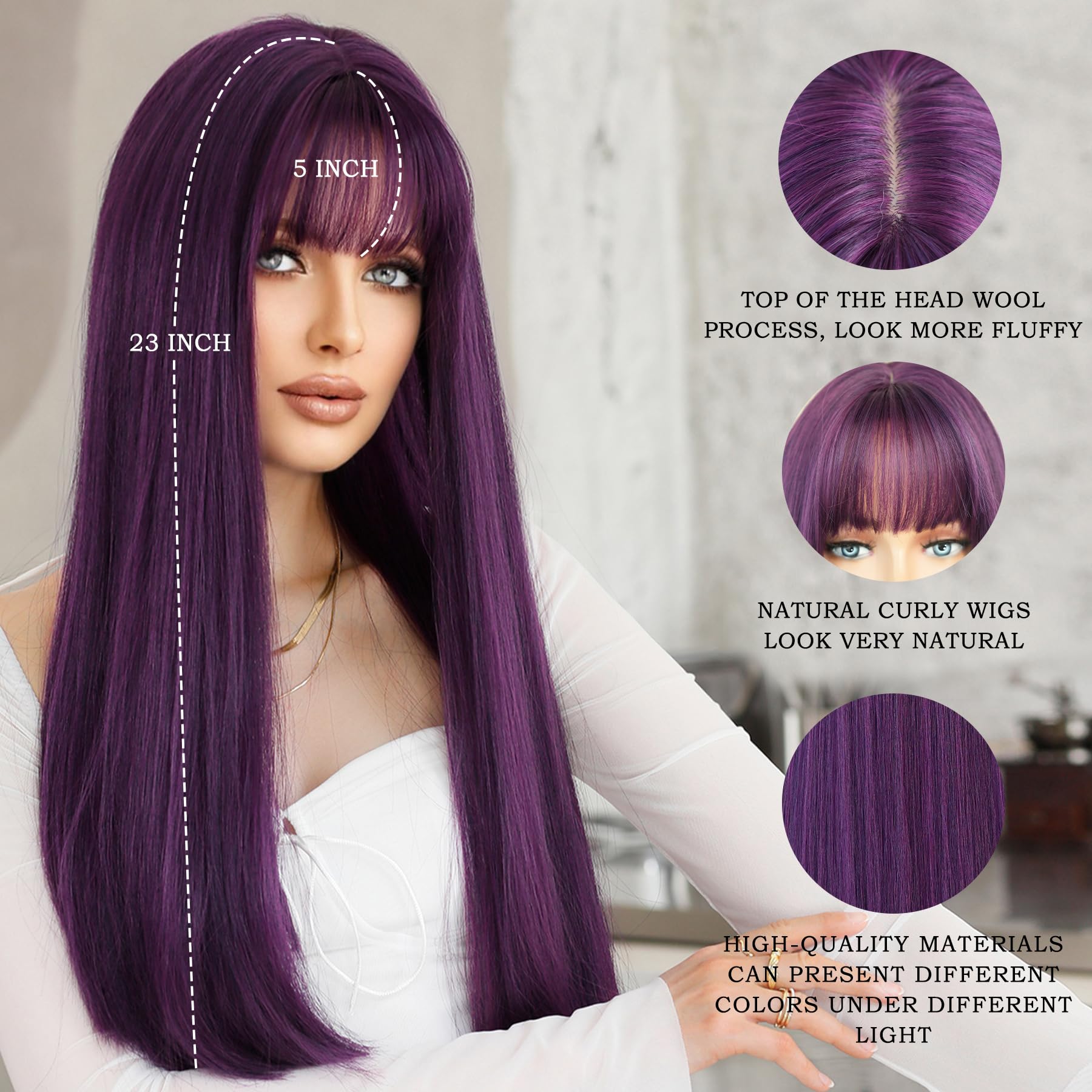 ? JAN 22” PURPLE Wig *NWT* ? Wigoddess Lavender Purple Lace Front Wig - 22 Inch Natural  main image 3