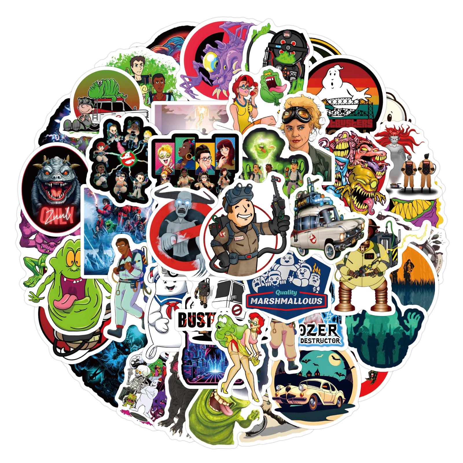 60PCS Ghostbusters Stickers for Kid Classic Comedy Ghostbusters Stickers Movie Stickers for Teen Water Bottles Waterproof Laptop Trendy Aesthetic Skateboard Guitar Phone Stickers for Movie Fans