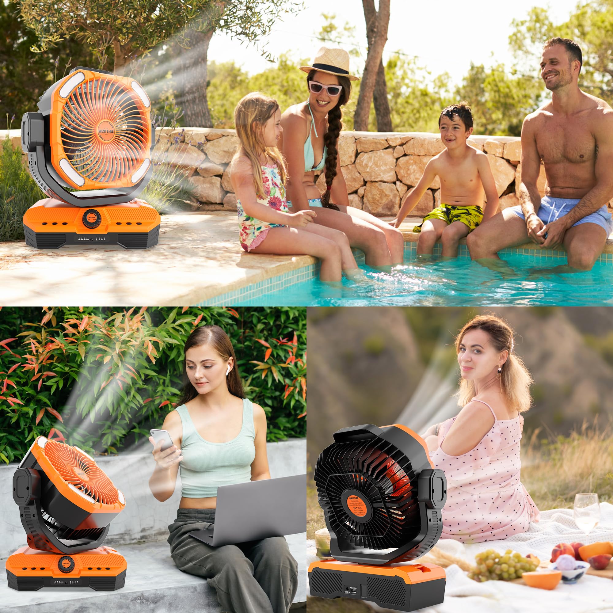 WESTTREE Ventilador de flujo de aire grande X66 naranja - 45 Ah