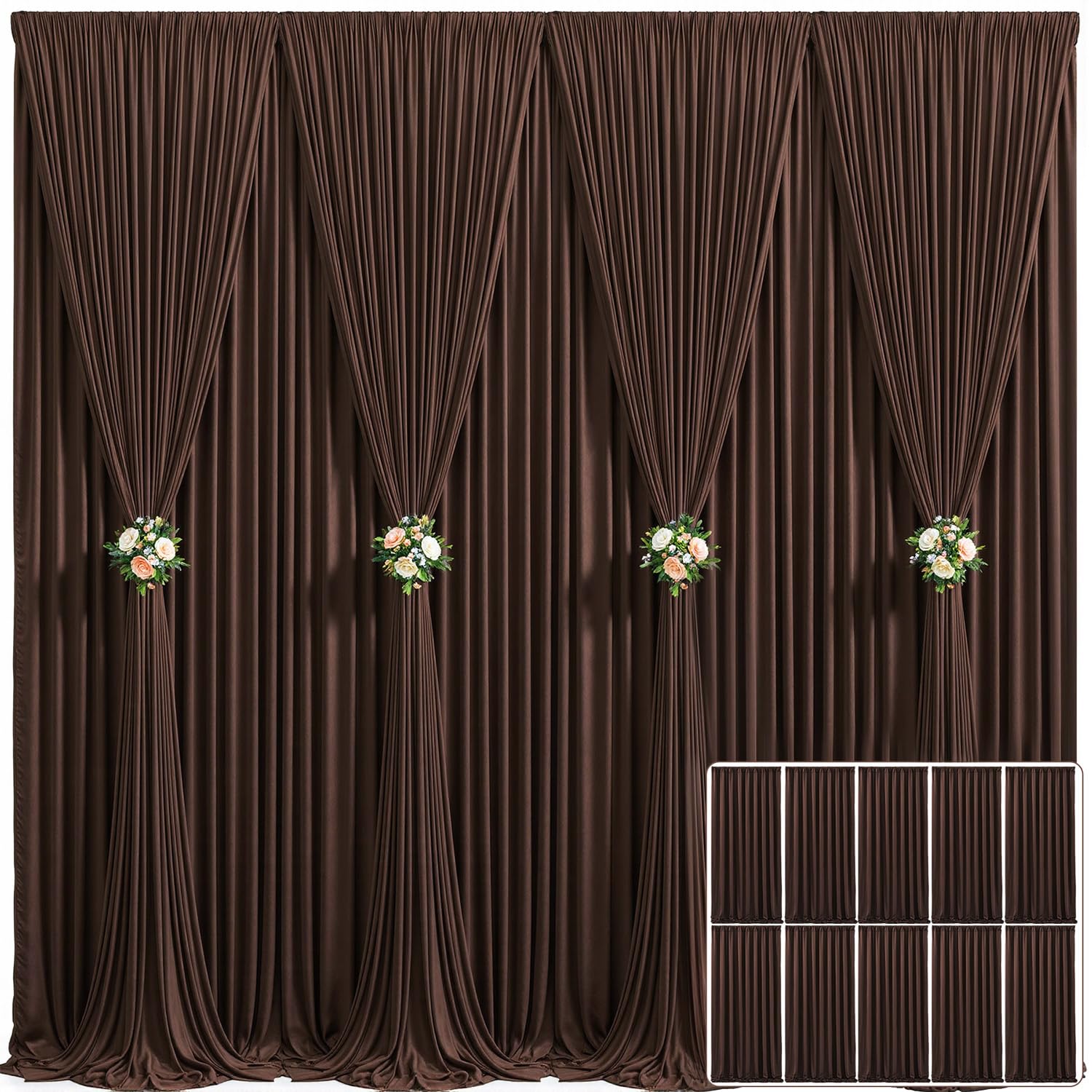 10x10 Champagne Backdrop Curtain for Parties Wedding Baby Shower Wrinkle Free Photo Curtains Backdrop Drapes Fabric Decoration for Bridal Shower 5ft x 10ft,2 Panels — view 126