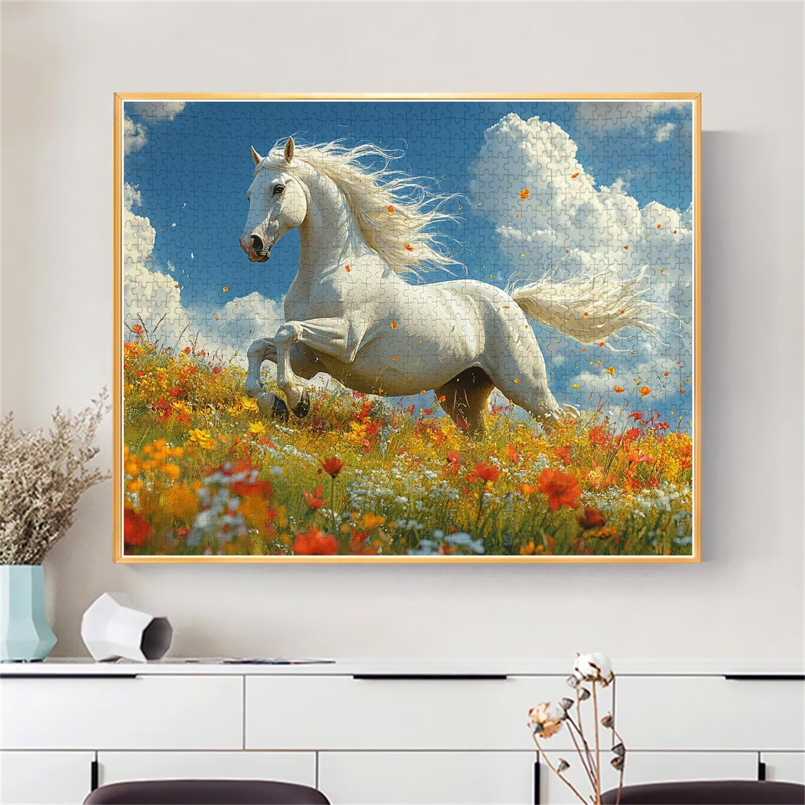 Puzzle Erwachsene 2000 Teile Pferd Blume Educa Jigsaw für Kinder ab 8 Jahren Mädchen Jungen, Erwachsene Impossible Klassische Puzzles Schwer, Anspruchsvoll Spielspaß, Als Geschenke 70x99cm t-630