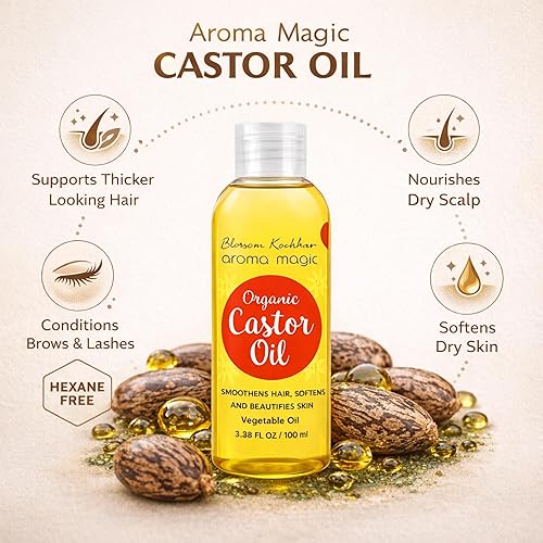 Miniatura 5 de Aroma Magic Aceite de ricino 100% prensado en frío para el crecimiento del cabello y el cuidado del cuero cabelludo, aceite de ricinus communis puro
