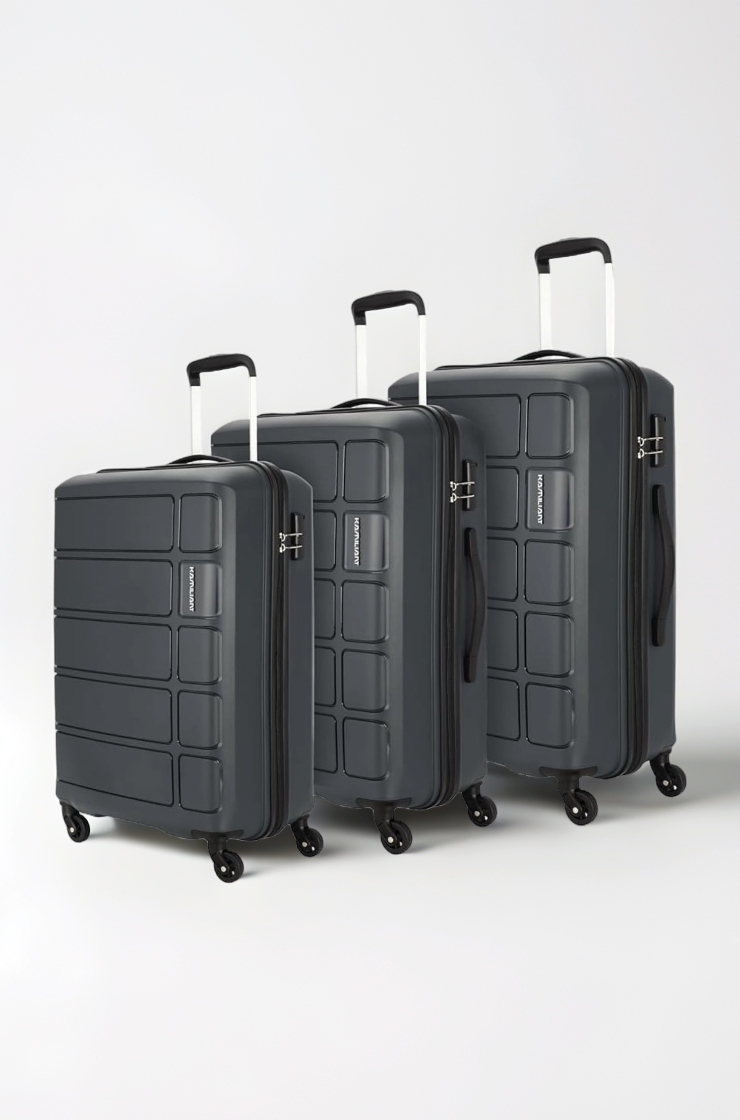 by American Tourister 3 Pc Harrier Set 56 cms, 68 cms & 78 cms- Small, Medium & Large Polypropylene (PP) Hard Sided 4 Wheels Spinner Luggage/Suitcase/Trolley Bag (Iron Grey)