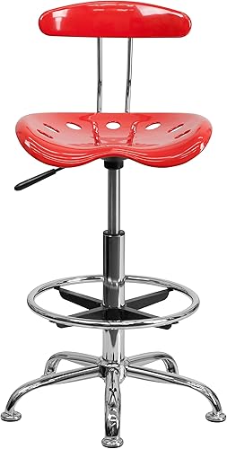 Miniatura 8 de Vibrante taburete de dibujo con asiento de tractor Flash Furniture, Polímero, Cherry Tomato