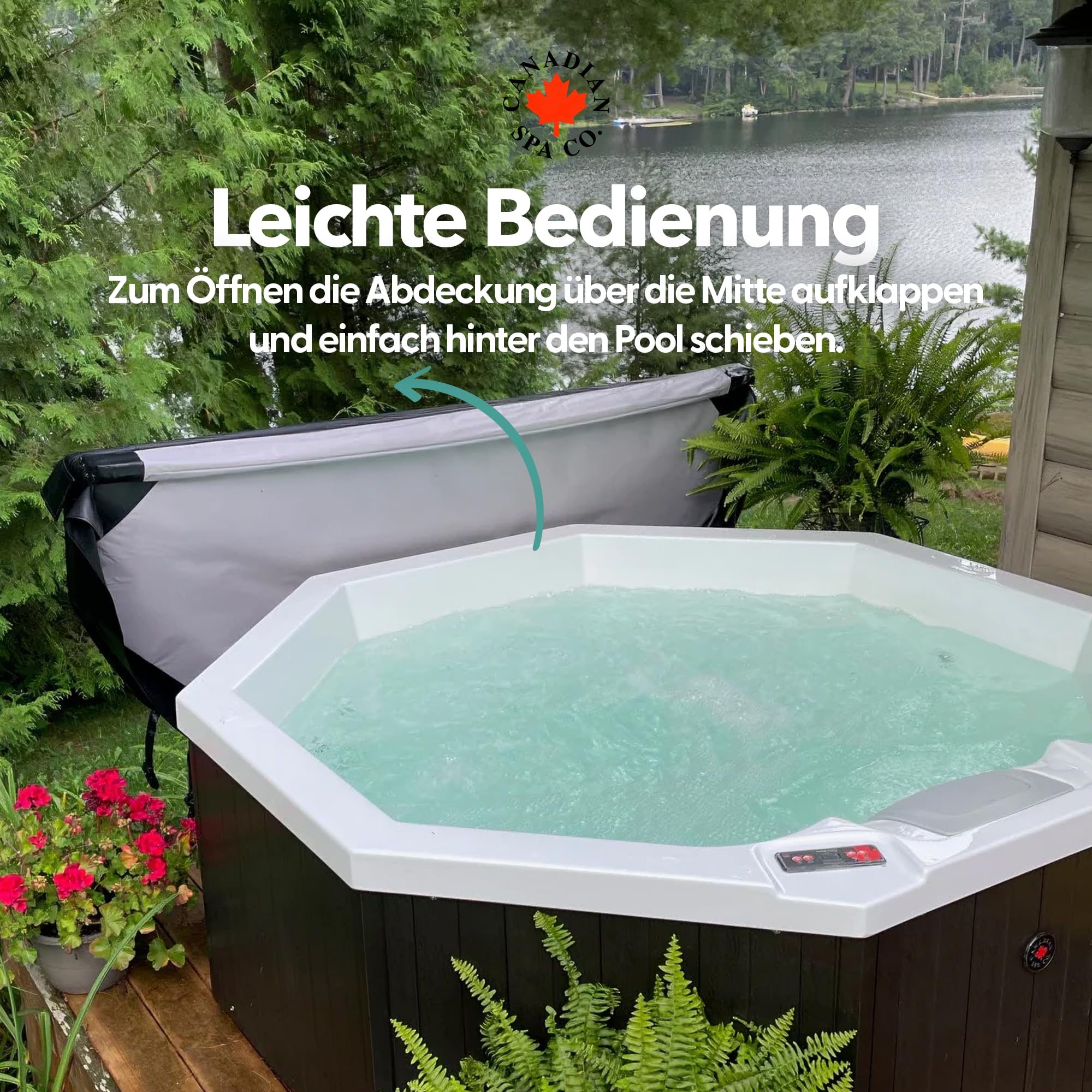 CANADIAN SPA CO. Składana pokrywa do okrągłych wanien z hydromasażem, odpowiednia do wanien z hydromasażem Swift Current i Okanagan, podnośnik do pokrywy wanny z hydromasażem