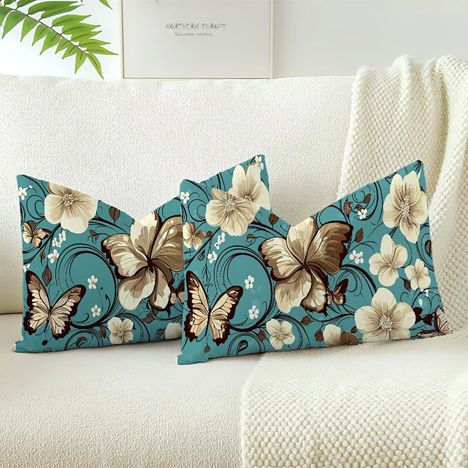 Papillon housses de coussins velours lavables et douces XC-9405