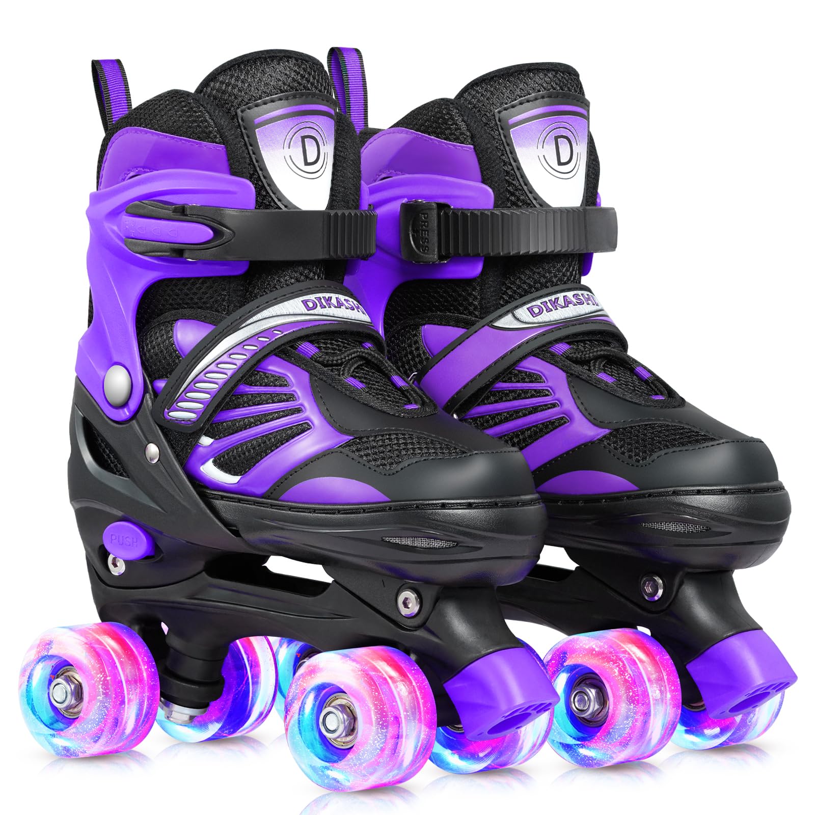 Truwheelz Rainbow Roller Skates for Girls Ages 6-12 & 3-5 | Adjustable Light up Roller Skates for Kids