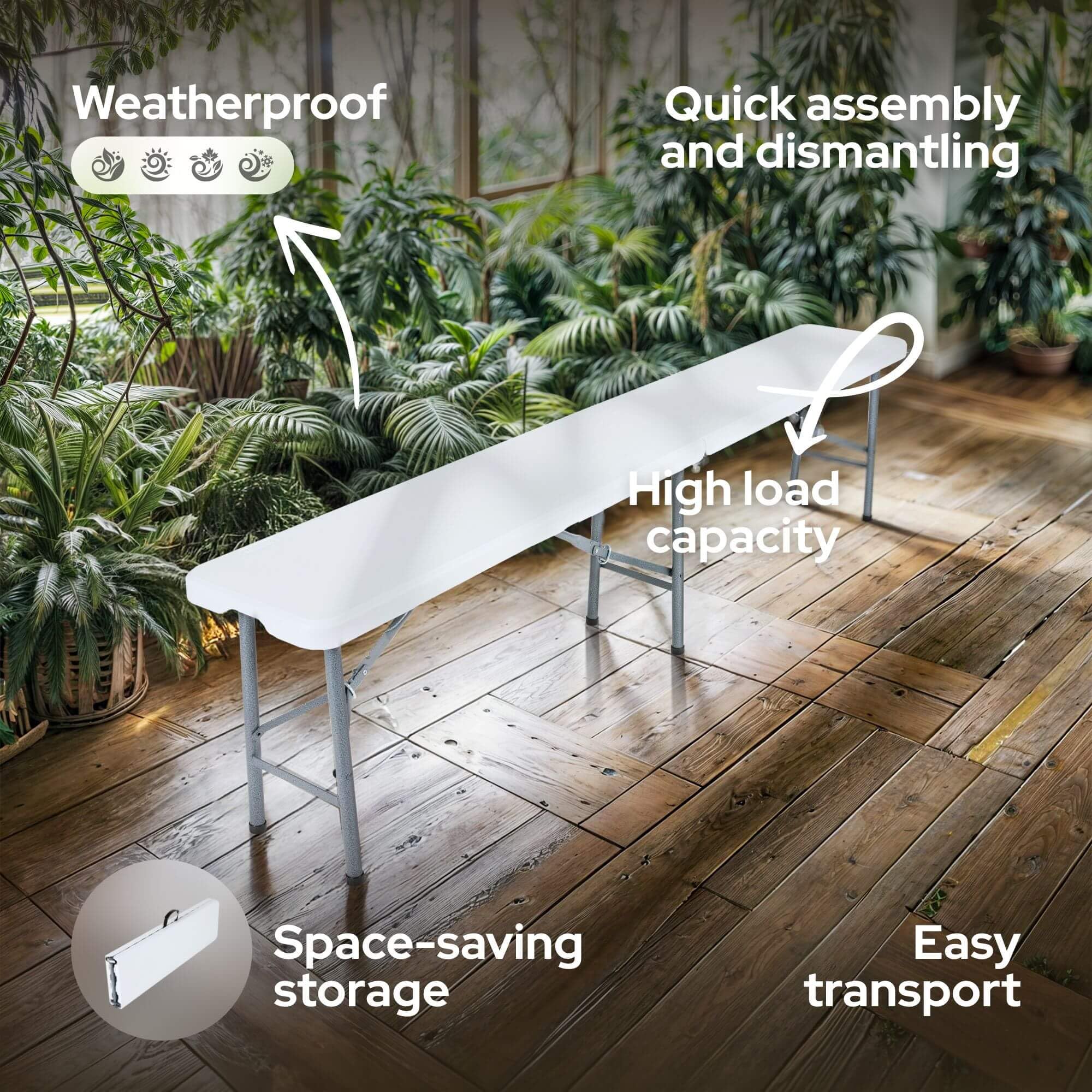 Panche Da Birreria Pieghevoli - Per Giardino, Sagre, Camping, Plastica Resistente - Foto 9