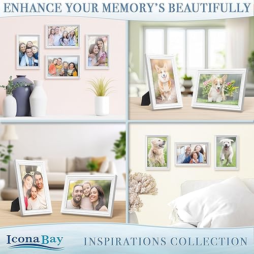 Miniatura 4 de Icona Bay - Juego de marcos de fotos (12 unidades), perchas para montaje en pared y caballete de mesa incluidos, colocación horizontal o vertical,