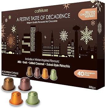 Caffeluxe Festive Hot Chocolate Pods Compatible with Nespresso, 40 Pack