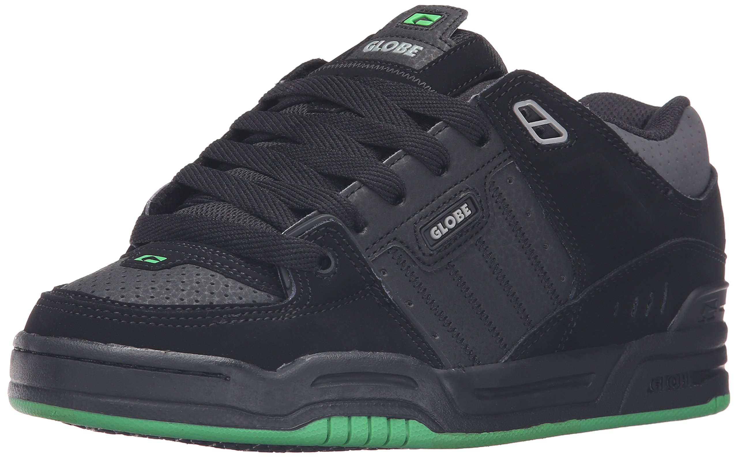 Globe Mens Fusion Skate Shoes, Black/Black/Green, 14 M US