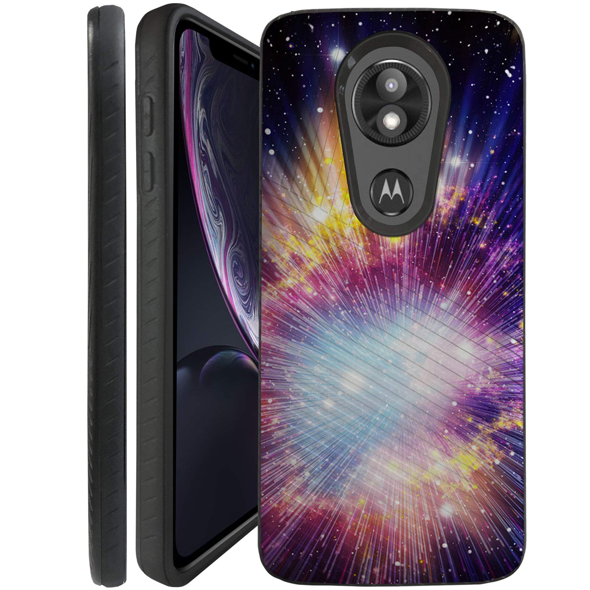 CasesOnDeck Case for Motorola Moto E5 Plus/Moto E5 Supra - Slim Fitted Hybrid Fusion Embossed Dual Layer Cover (Lightspeed)