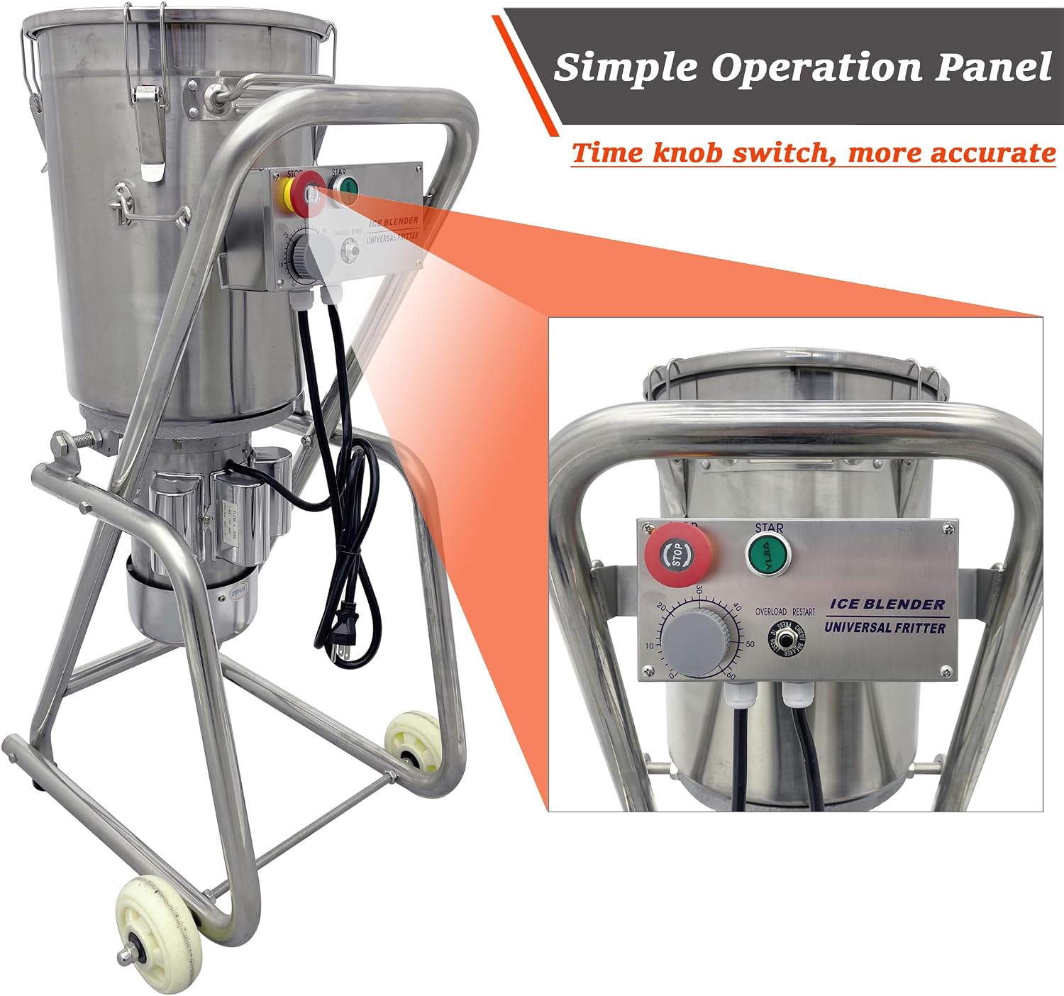 INTSUPERMAI Commercial Food Processor Electric Food Chopper Meat Vegetable Cutter Stainless Steel Food Cutter Mixer Blender with 32L Capacity 1400RPM for Meat Vegetable Grains Nuts Grinder