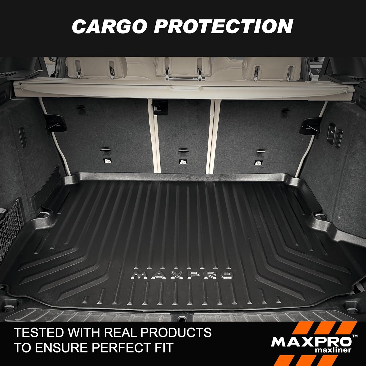 Premium MAXPRO Cargo Mat for 2018-2026 BMW X3 All Weather Waterproof TPE Cargo Liner Custom Fit Trunk Mat Automotive Floor Mats BMW X3 Accessories Cargo Mat Car Mats Heavy Duty SUV Interior Protection