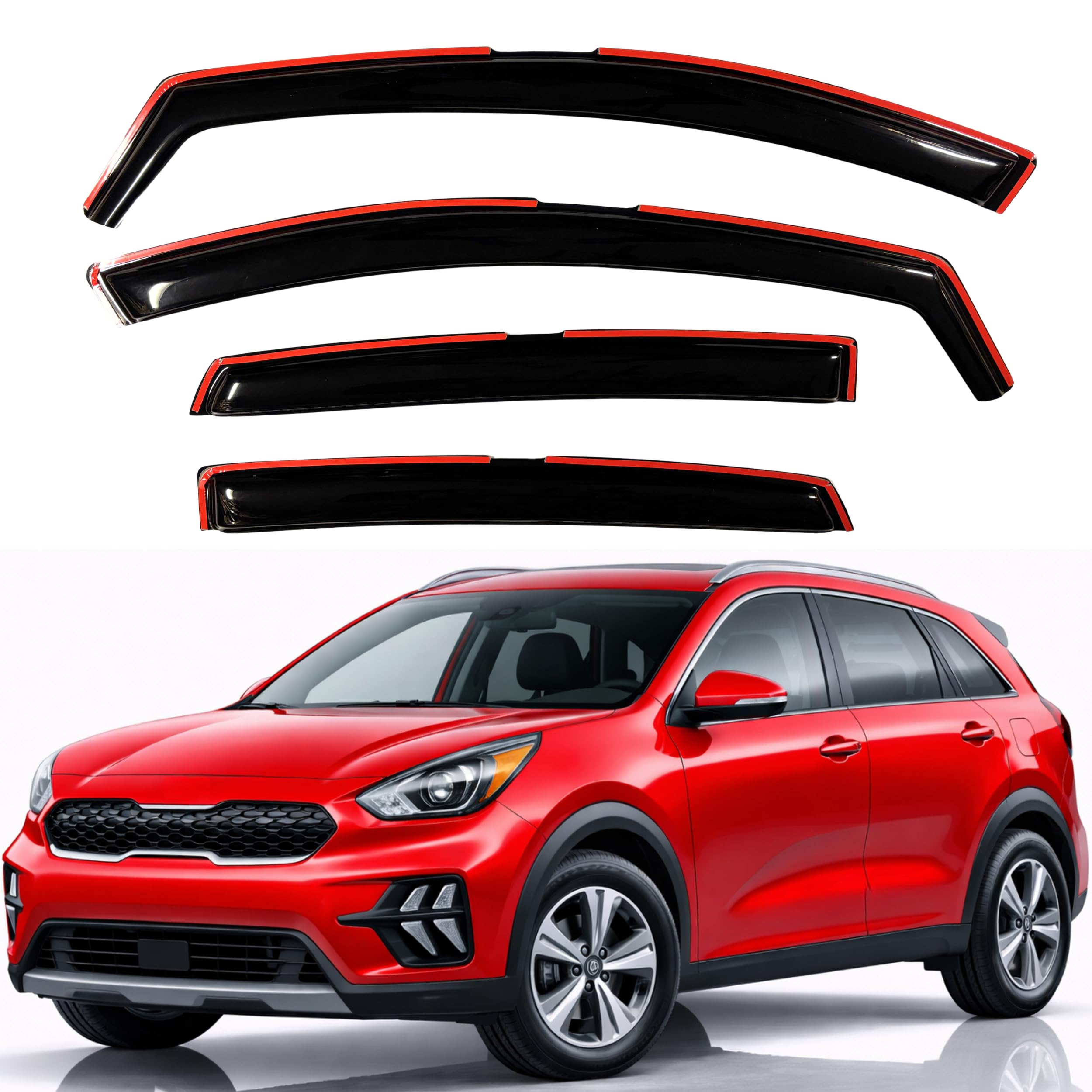 KPY Rain Guards Fit for 2017-2022 Kia NIRO, in-Channel Window Visors Vent Wind Deflectors 4PC, Car Accessories for 17-22 NIRO