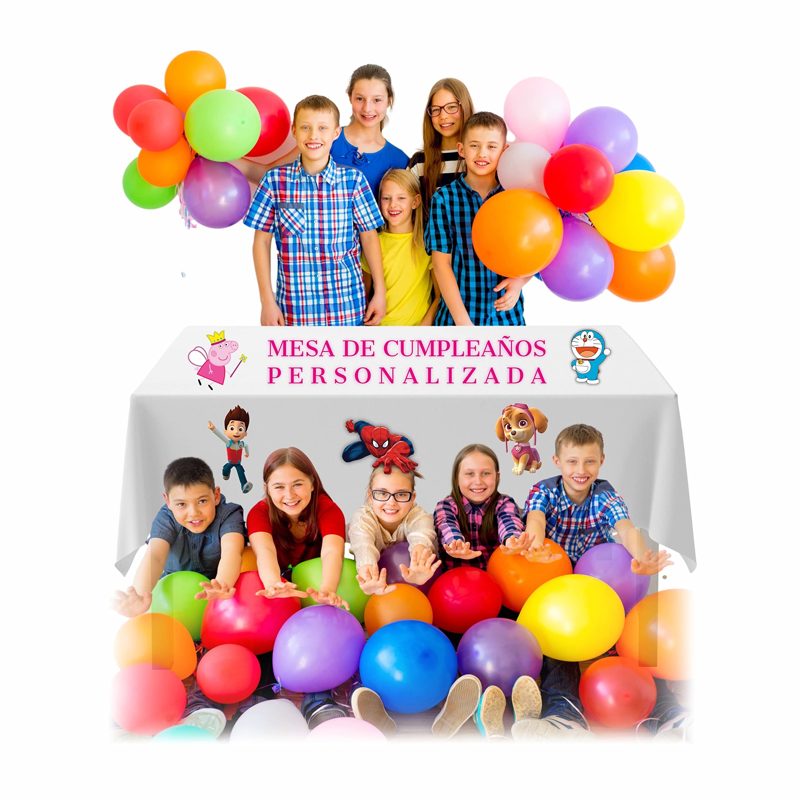 PORRAS ESTAMPACION & BANDERAS Mantel Textil para Cumpleaños Personalizados con el diseño y Texto Que prefieras PORRAS E&B