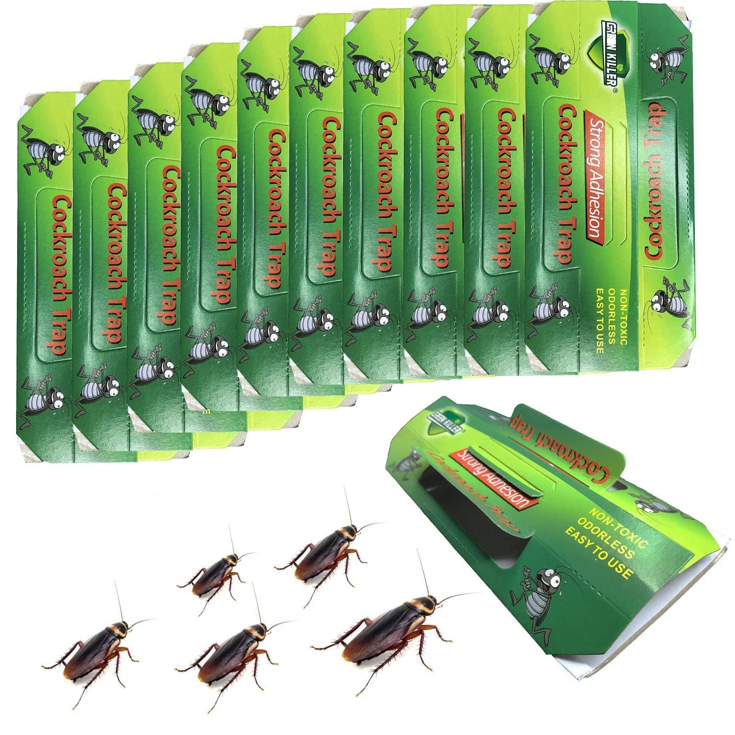 10-Pack Cockroach Killer Bait & Traps - Indoor Roach Infestation Control, Eco-Friendly, Safe for Children & Pets, Long-Lasting Roach Motel Traps (10 Pack)-image-40