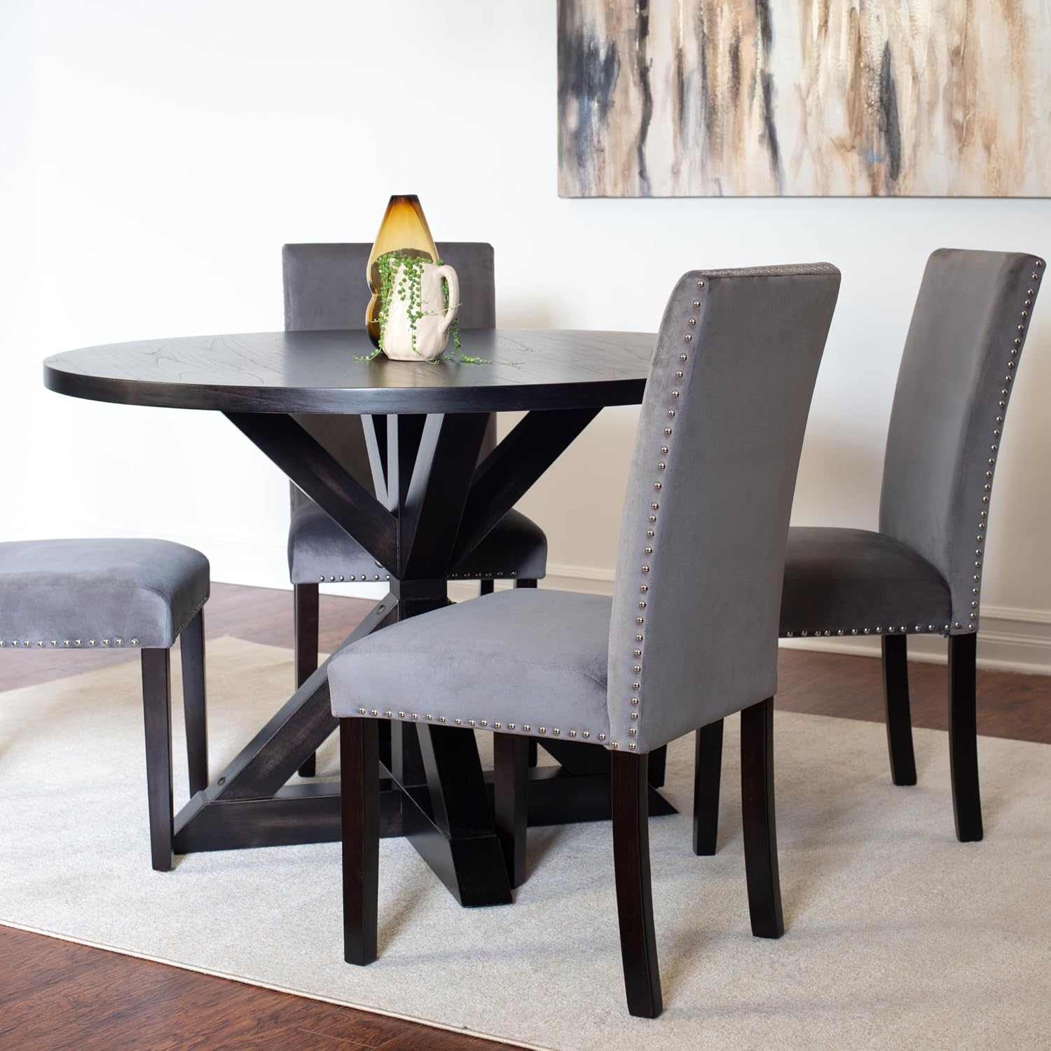 Roundhill Furniture Enbridge 5-Piece Dining Set, Gray