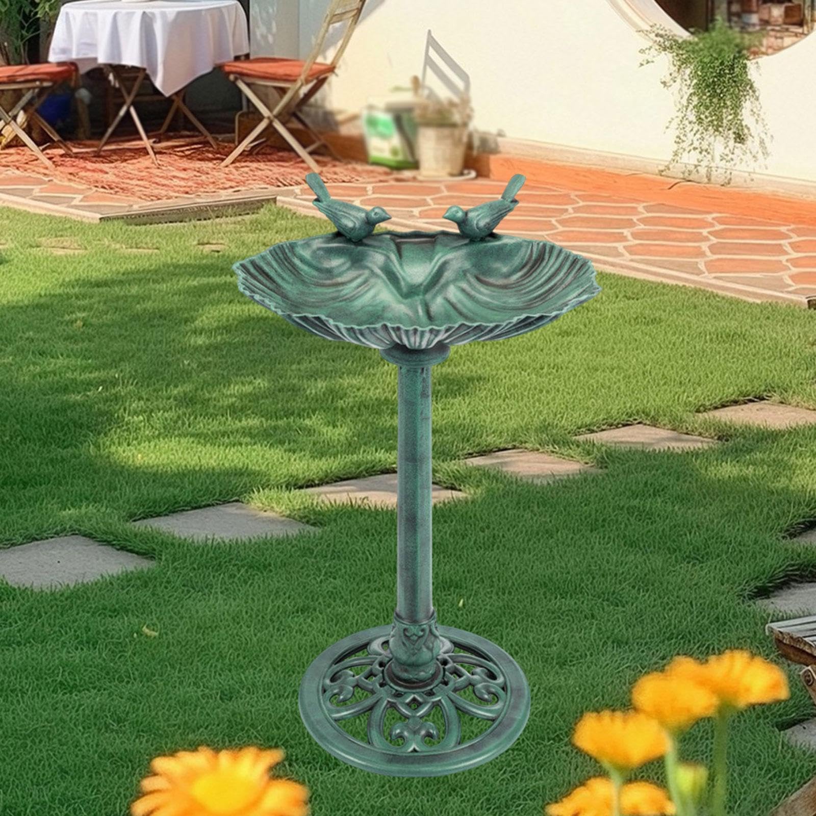 Harilla Bebedero para Pájaros para El Jardín – Ideal para Regalar a de Las Aves – Elegante Bebedero Independiente de Diseño Vintage – Accesorio de, Verde