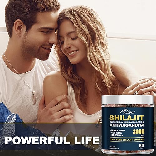 Miniatura 8 de Gomitas puras de Shilajit del Himalaya con Ashwagandha Gokshura, endulzadas con miel orgánica, 100% natural y sin OMG Shilajit para hombres y