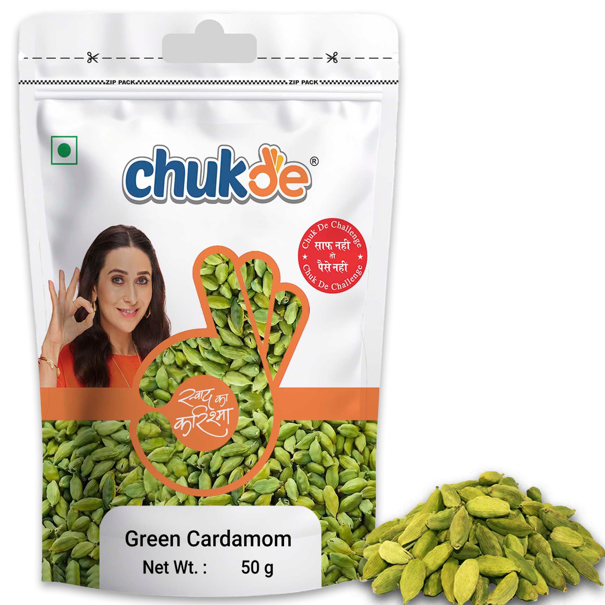 - Chukde - Hari Elaichi (1.76 OZ) - Green Cardamom - Authentic Indian Spice - Bold Flavor & Fresh Aroma - Ideal for Tea, Desserts & Curry - Whole Spices - 50 Gram