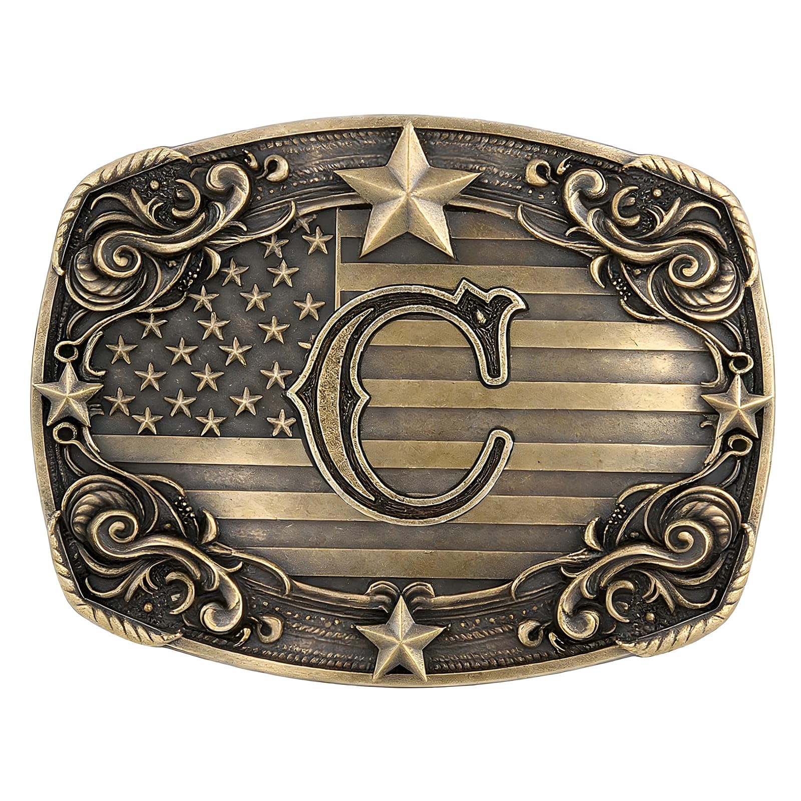 Western Cowboy Vintage Rodeo A-Z Initial Letter Belt Buckle Men