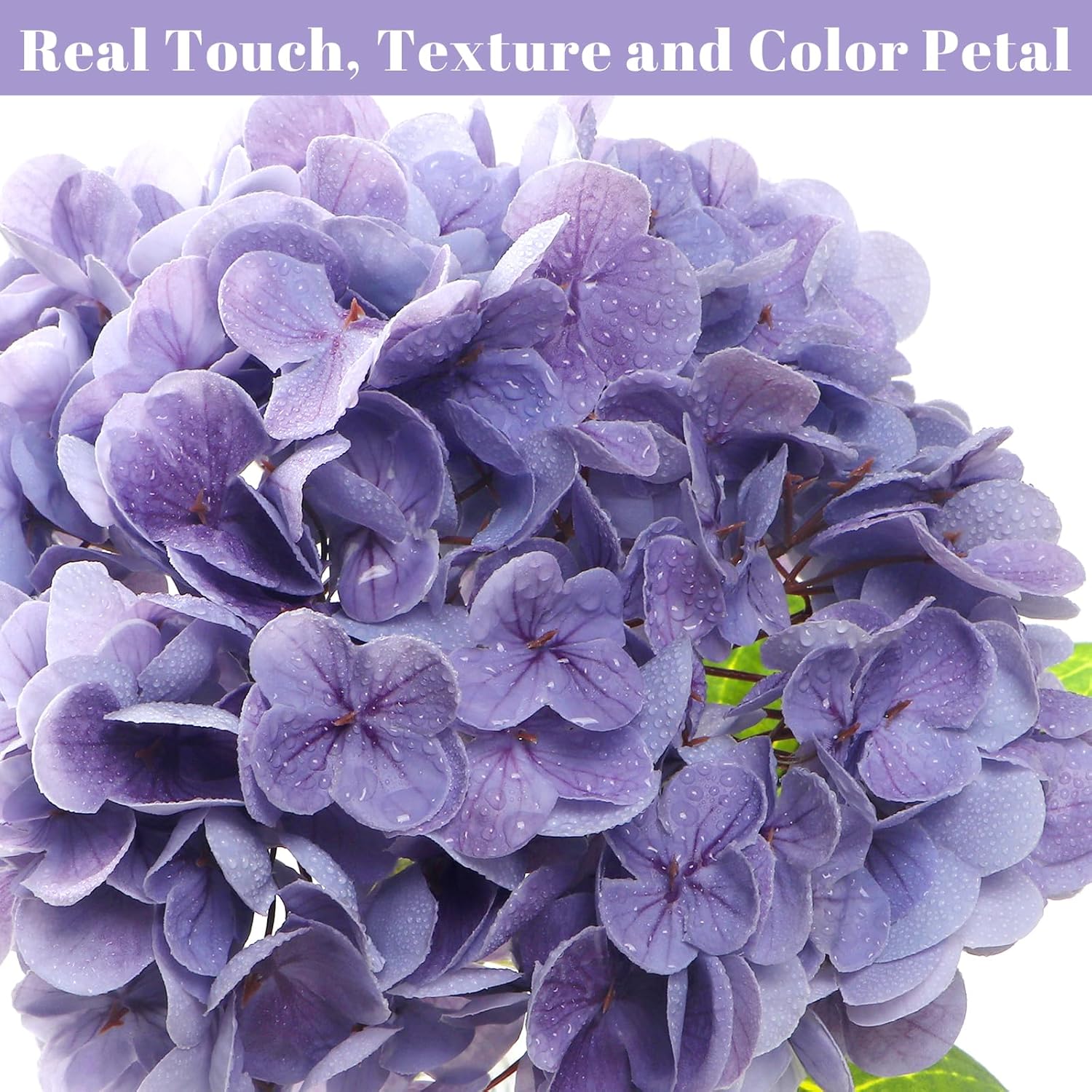 Kmise Hydrangea Artificial Flowers, 22” Real Touch Lifelike Latex Hydrangeas, Large Faux Hydrangea for Home Decor Wedding Bouquets, Purple, 3pcs - Image 2